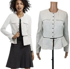 CAbi Carol Anderson Invitation Zip Line Peplum Blazer Jacket 205 Snap Sz 4