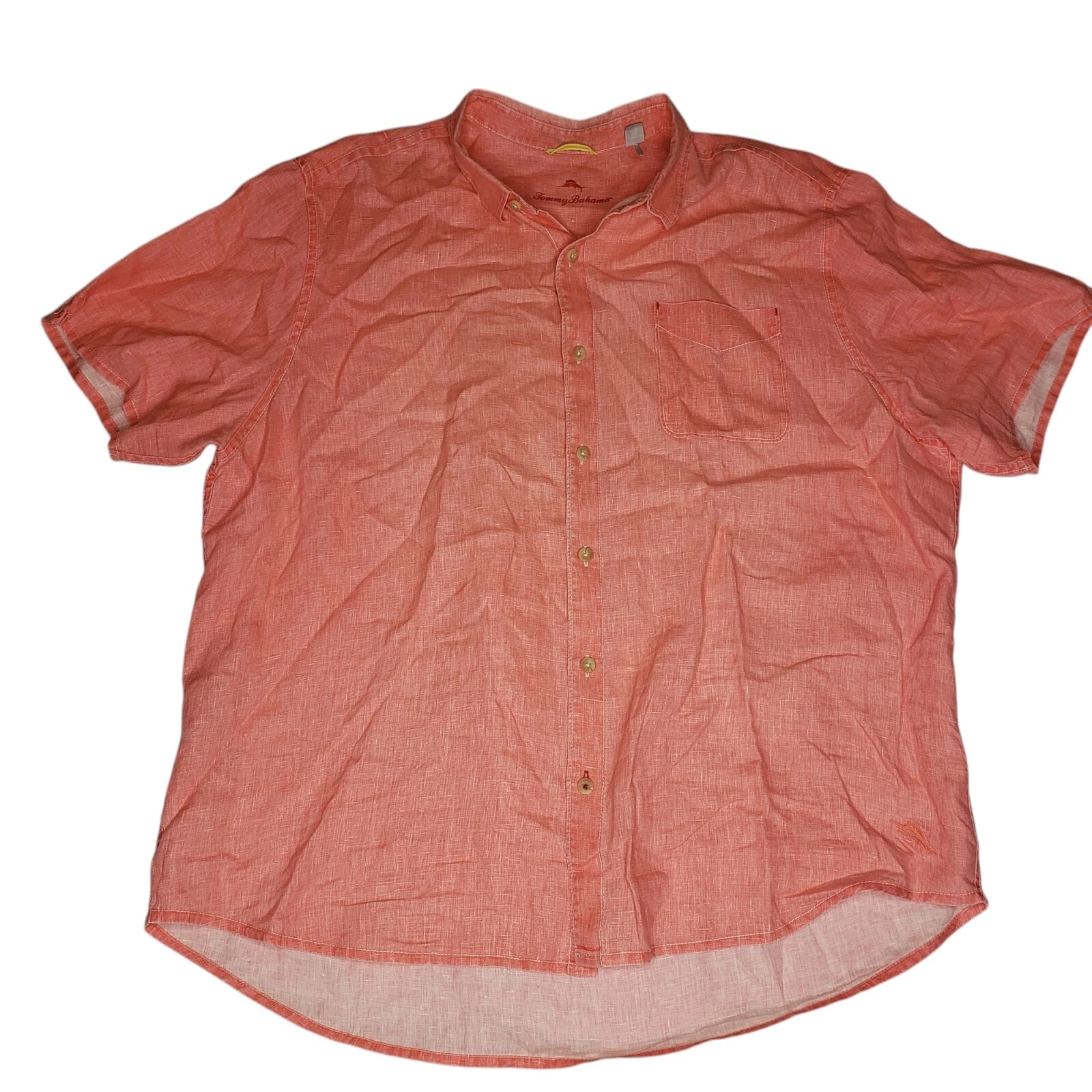 Tommy Bahama Relax Linen Shirt Men 3XL Red Long Sleeve Beach Hawaiian Cruise