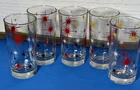 Set Of 5 Vintage MCM Colorful Anchor Hocking Atomic Starburst Drinking Glasses