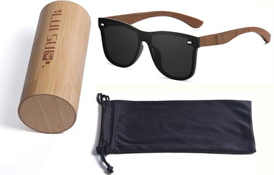 Lui Sui Holz verspiegelte polarisierte Sonnenbrille 400 UV Schild Retro Visier Stil Etui