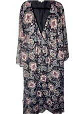 Diya long maxi dress UK 26 lined long sleeve black Paisley boho Plus curvy Diva