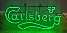 Vintage Rare Carlsberg Irish Beer Neon Sign Light 26"×12" Mancave Bar - 1986