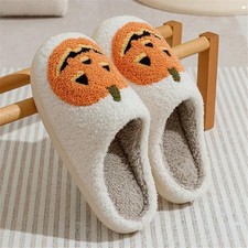 Women's Halloween Pumpkin Non-Slip Slippers Ghost Face Slippers For Winter Wear