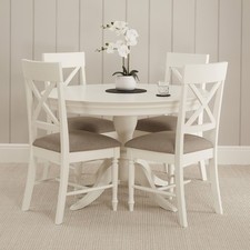 Wilmslow White Round Dining Table + 4 Chairs- SLIGHT SECONDS-WLM33-WLM32x4-F544
