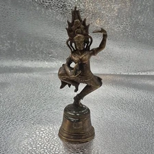 Vintage Brass Bell Dancing Hindu Deity Statuette/bell 6 inch Tall