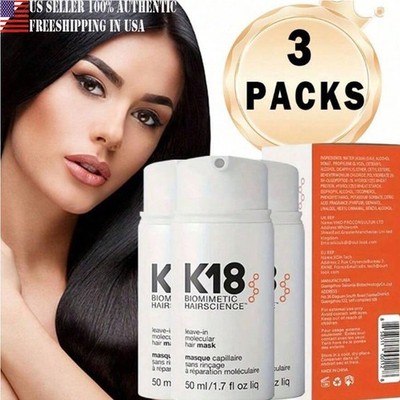 K18 Leave In Molecular Repair Hair Mask 50ml / 1.7oz Hair Treatment (Pack of 3)