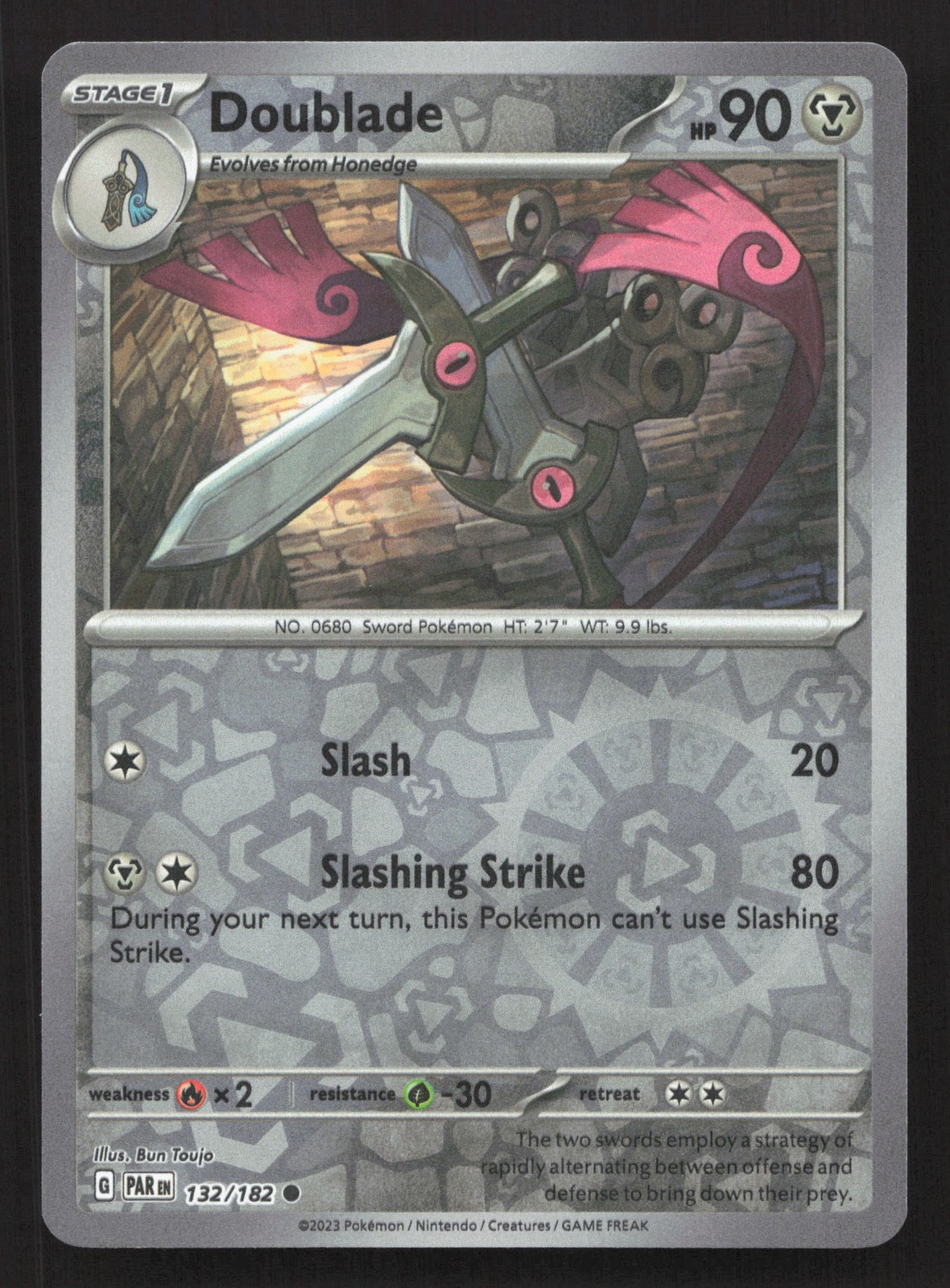 Pokemon Doublade - 132/182 Reverse Holo Common SV04: Paradox Rift NM