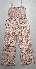 Abercrombie  Fitch Smocked Leopard Print Jumpsuit Sz Large Wide Leg Sleeveless