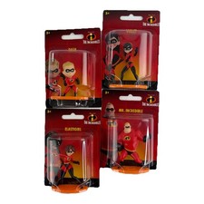 NEW Set of 4 Disney Pixar The Incredibles Mini Figure/Cake Toppers Mattel w/BOX