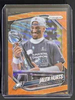 Jalen Hurts 2025 Panini Prizm Orange Wave /65 SP #228 Super Bowl LIX Eagles