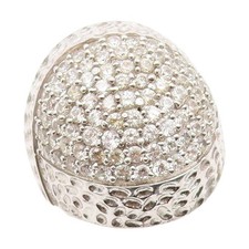 925 Sterling Silver Vintage Ring Sparkling CZ Cluster Dome Band Sz 5.5 RG34866