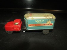 VINTAGE STAR-KIST TUNA TIN FRICTION TOY TRUCK AND TRAILER