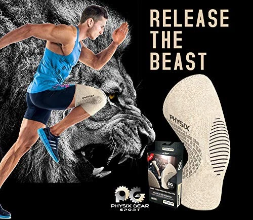 Physix Gear Knee Compressionleeve for Men & Women - Best S Beige/Black - Image 2 of 4