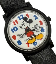 Vintage Lorus Disney Mickey Mouse Watch Rotating Arms Red Blue New Battery