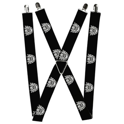 Buckle-Down Suspenders, Native American Skull Black White 1.5-Inch W (US IMPORT)