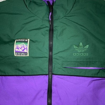 adidas パープル ジップアップジャケット Adidas Jacket Mens Small Purple Colorblock Zip Windbreaker