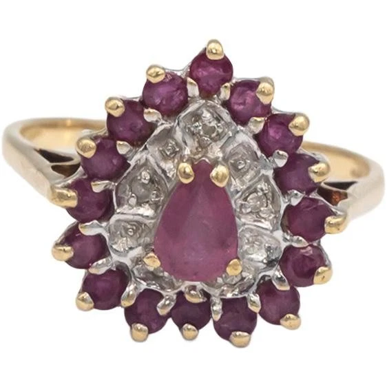 10k Yellow & White Gold 0.75CT Ruby and Diamond Cocktail Ring Size 7.5 Review