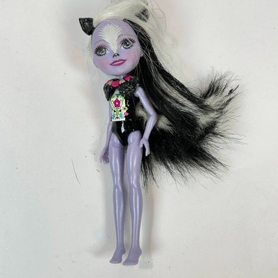 2016 Mattel Enchantimals Sage Skunk 6'' Doll Black White Tail Purple Body