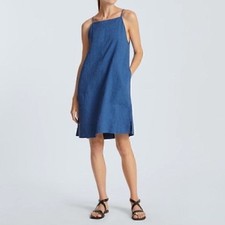 NWT Everlane The Linen Apron Dress Blue Small Sustainable