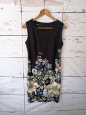 Womens Bodycon Mini Dress Size S-M Black Floral Print Sleeveless Wiggle Party
