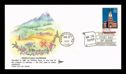 US COVER PENNSYLVANIA STATEHOOD BICENTENNIAL FDC GILL CRAFT CACHET