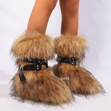 New Fashion Plush Fur Snow Warm Boots Women's Belt Plush Fur Snowy Winter Boots