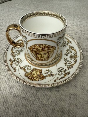 Versace Rosenthal Virtus Gala White Espresso Cup with Saucer
