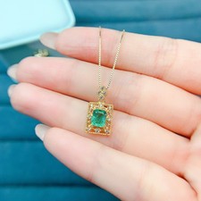 S925 silver inlaid natural emerald pendant for women, gift with certificate
