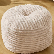 round Pouf Ottoman Floor Poufs Foot Ultra Soft Faux Fur Fabric