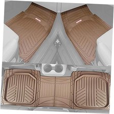 FlexTough Plus Rubber Car Floor Mats - All Weather Deep Dish Automotive Beige