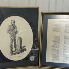Don Cannavaro US Navy Memorial Print & Navy Hymn Framed Set Gold Blue Excellent