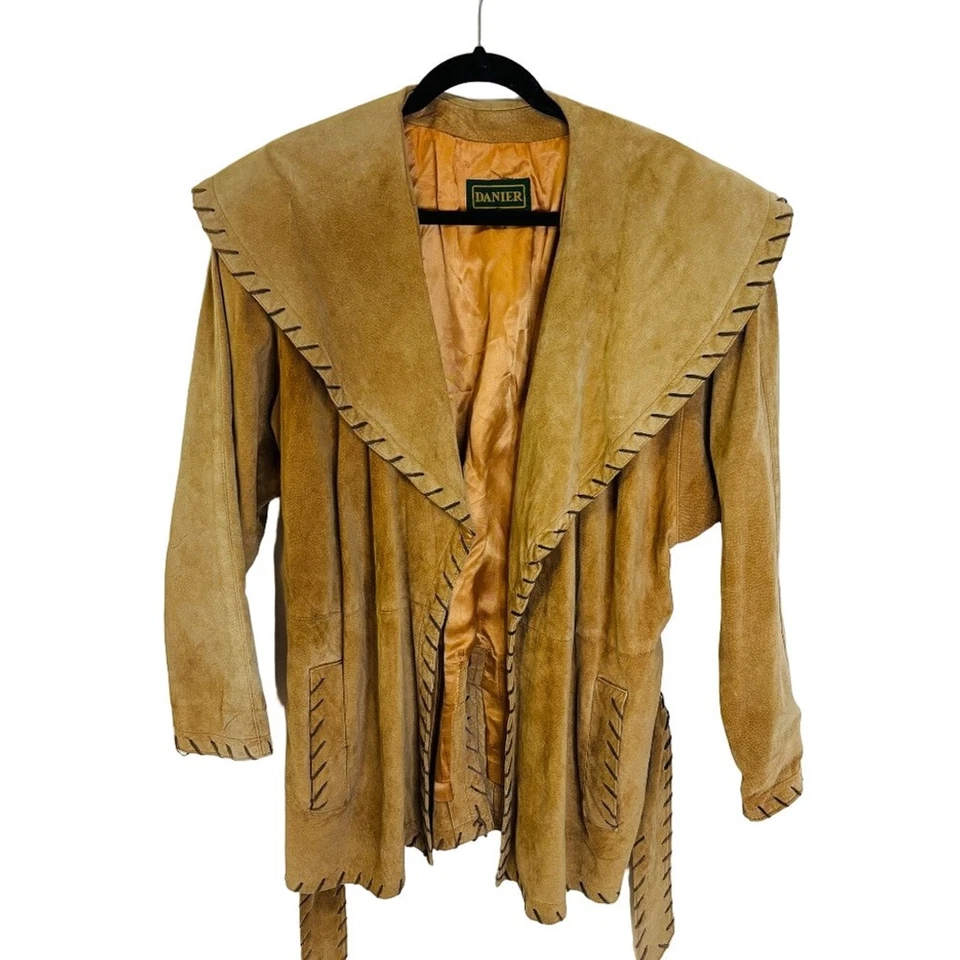 Casaco de cowboy Danier 1970 vintage camurça genuína marrom estilo ocidental tamanho médio - Imagem 4 de 4