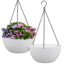 12 inch Large Hanging Planters for Indoor Outdoor Plants, 2 Pack Hanging Flow...