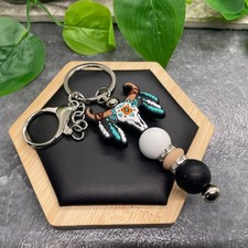 4.5 Stainless Steel Silicone Bead Keychain Purse Backpack Western New B997