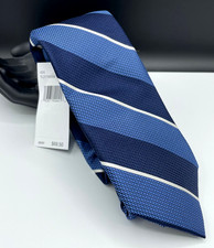 Tommy Hilfiger Men's Silk Blend Tie  Blue  Striped Pattern  NEW MSRP: 69.50