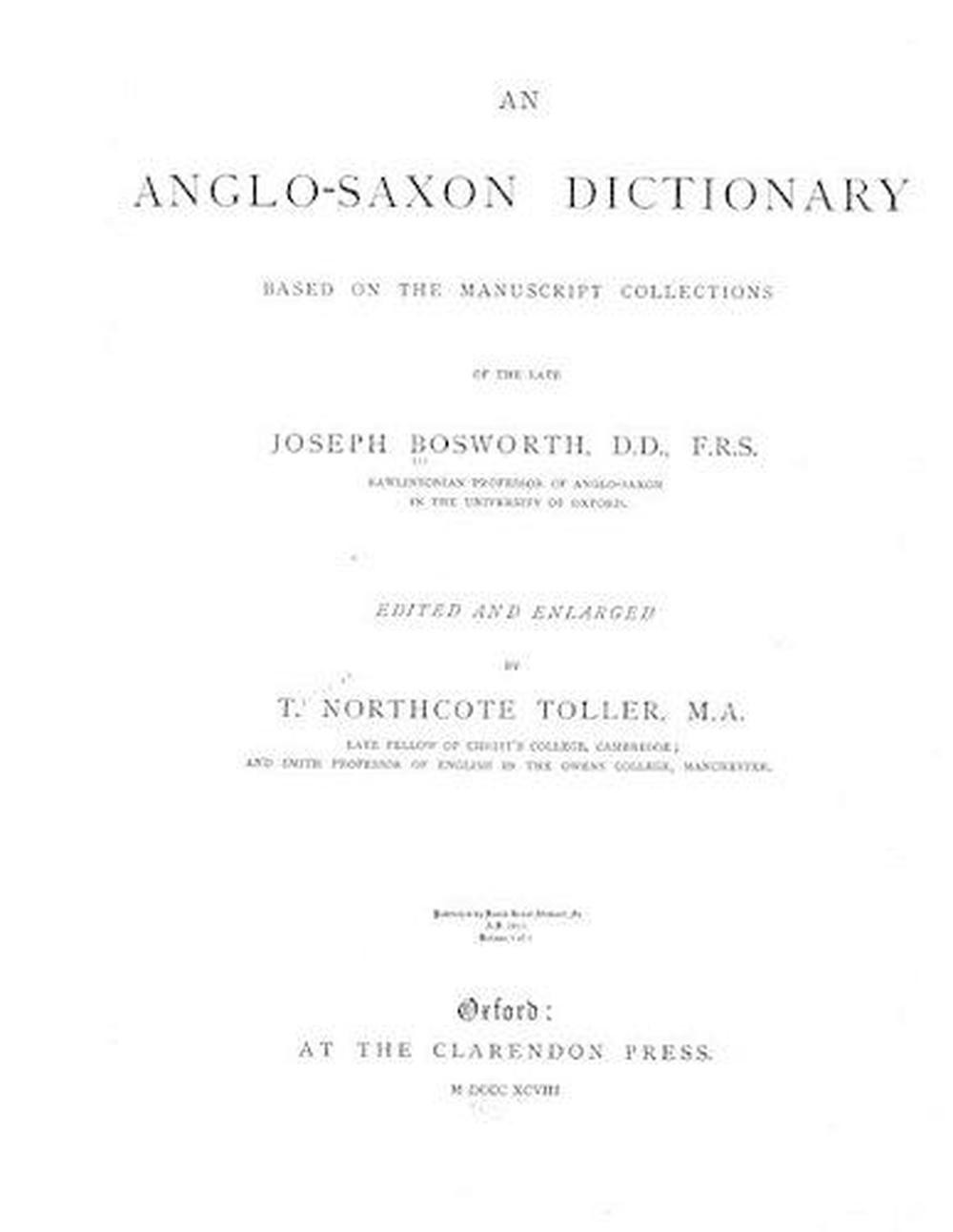 An Anglo-Saxon Dictionary by Joseph Bosworth (English) Paperback Book