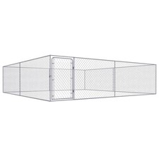 Dog Kennel Silver Galvanized Steel Large Dog Kennel Rectangular