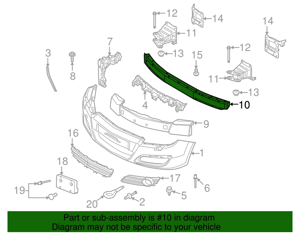 Barra de impacto de parachoques delantero genuina GM 93357561 Foto 2 de 2