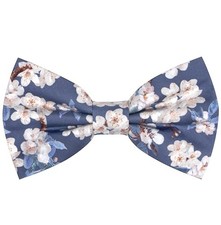 Mens Cotton Floral Pre-tied Bowtie Flower Pattern Bow Tie for Fl03 Steel Blue