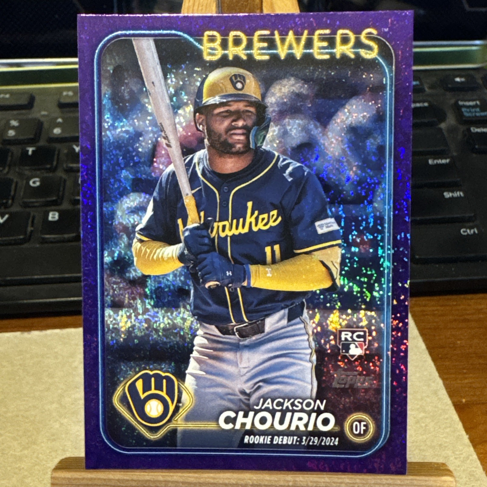 Jackson Chourio 2024 Topps Update Series #US155 Purple Holo Foilboard 528/799