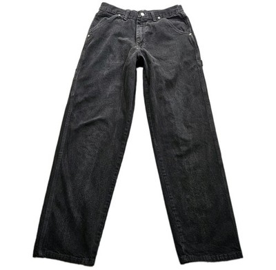Wrangler Hero Carpenter Jeans Mens 30 X 32 Black Faded Relaxed Grunge Punk 