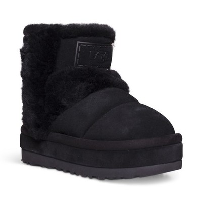 UGG CLASSIC CHILLAPEAK BLACK LEATHER SHEEPSKIN WOMEN'S BOOTS SIZE