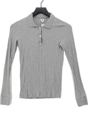 Arket Women's Polo XS Grey Lyocell Modal with Elastane Basic