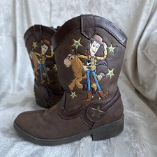 Disney Pixar Toy Story Woody Western Cowboy Boots Zip Up Toddler Kids Size 10
