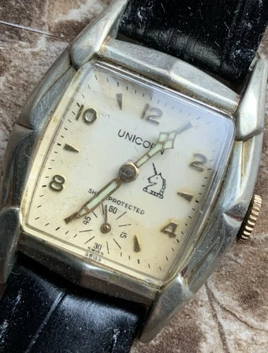 Vintage  Unicorn 1930s Watch Shaped Case 10k RG Bezel