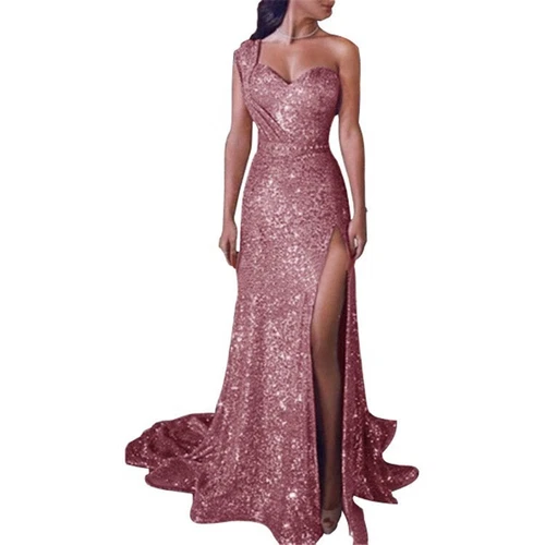 Womens Sequin Formal Wedding Bridesmaid Evening Party Ball Prom Gown Long Dress - Picture 7 of 33