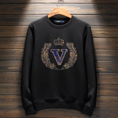 New Men Women Luxury Crown Rhinestones Fashion Hoodie High Quality 3 Colors