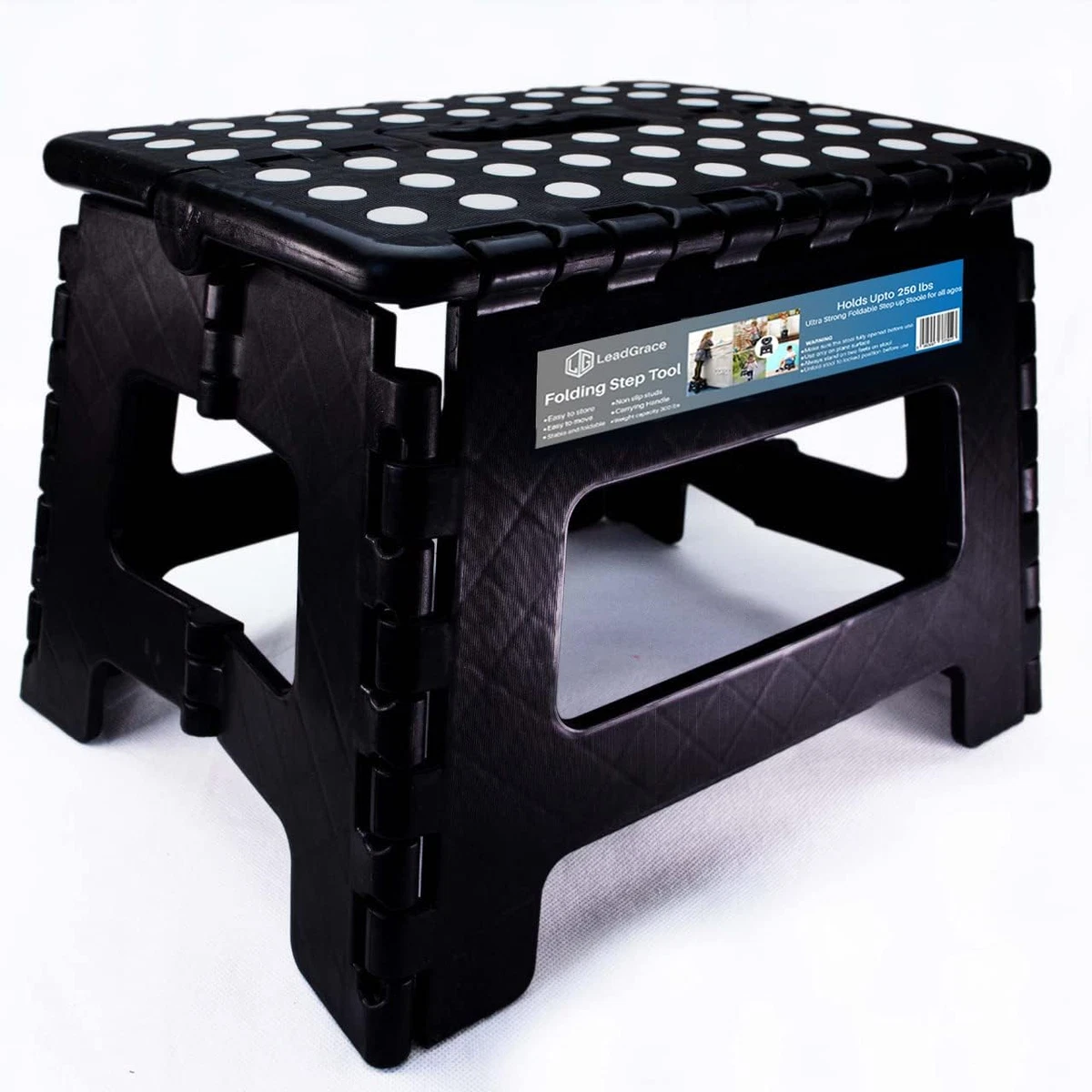 Mainstays Plastic Folding Step Stool 12 Inch Black, 59 OFF