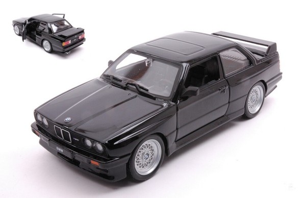 Burago 1/24 Bmw 3ER M3 E30 1988 Schwarz Modellbau Statisches Modell Diecast-image