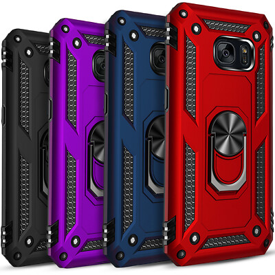 For Samsung Galaxy S7 Case Phone Cover Ring Kickstand + Tempered Glass Protector